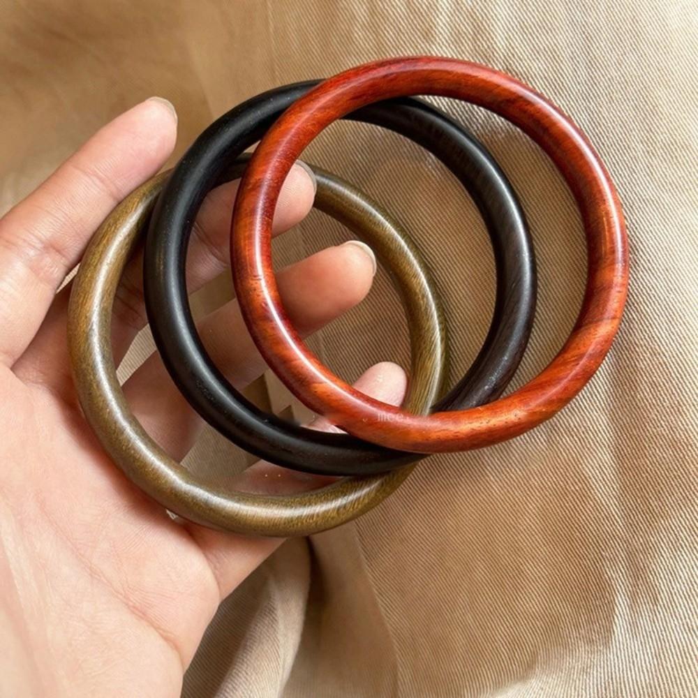 Chinese Ethnic Style Sandalwood Bracelet Minority Design Retro Hand Ring Sandalwood Bangle  Student