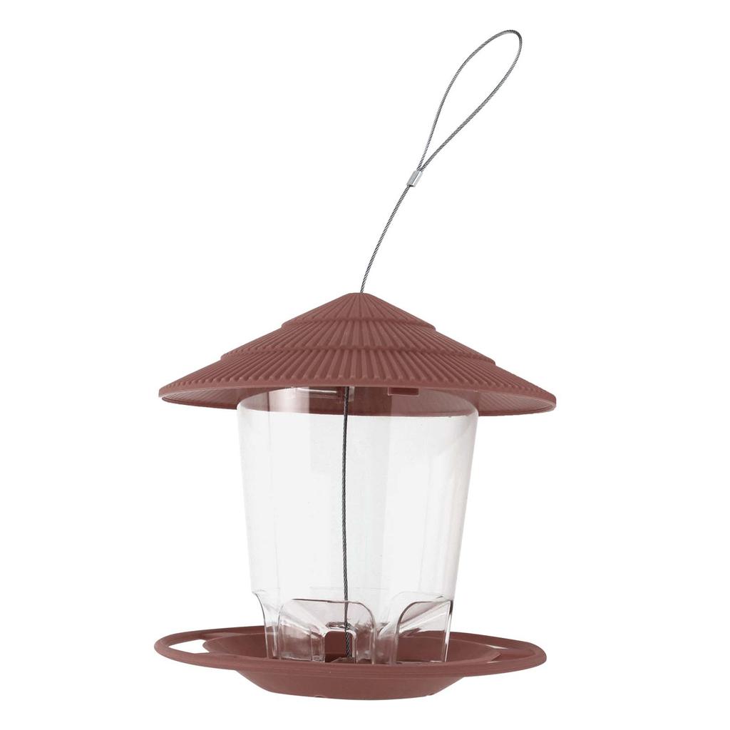 Bird Feeder Roof Hanging Bird Feeder Feeding Tool for Garden Yard Outdoor DecorationBrown