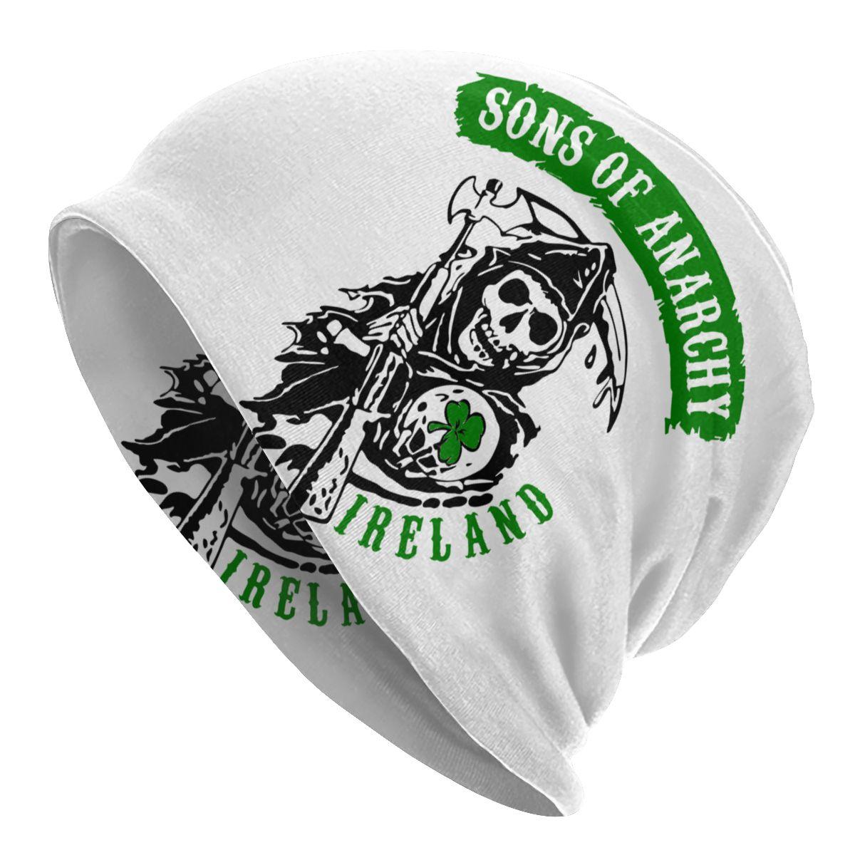Хардкорная кепка в стиле панк-рок «Сыны анархии», крутая женская шапка унисекс, уличная шапка Skullies, весенняя теплая вязаная шапка двойного назначения 10.6x11in  26.8x28cm
