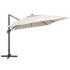 Solar Powered LED Patio Umbrella with Aluminum Mast 400 x 300 cm Sand White