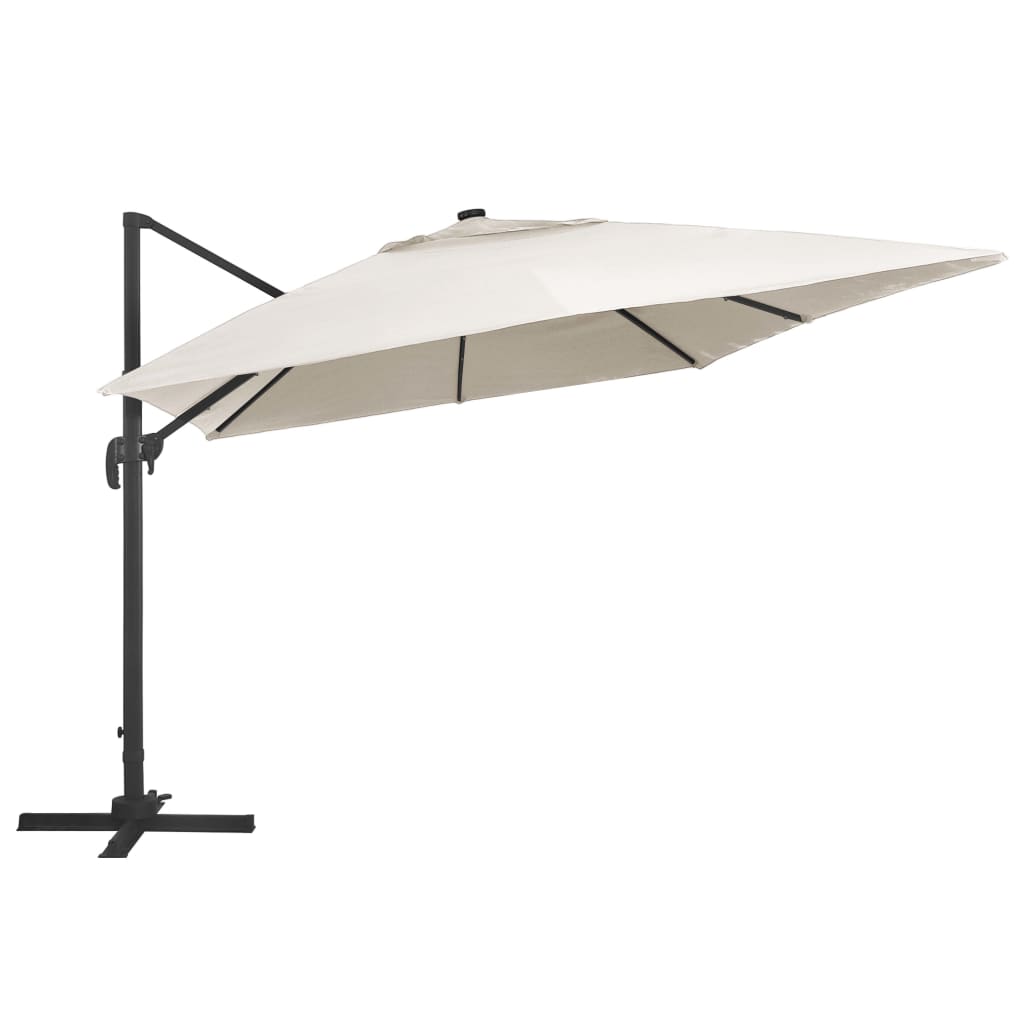 Solar Powered LED Patio Umbrella with Aluminum Mast 400 x 300 cm Sand White