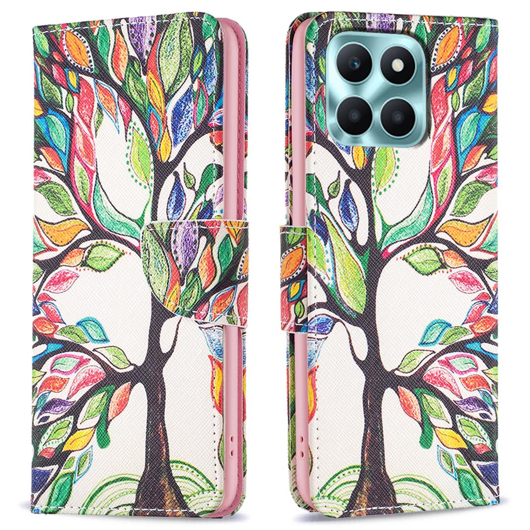 

Wallet Phone Cover for Honor X6a 4G Case PU Leather Stand Shell Life Tree