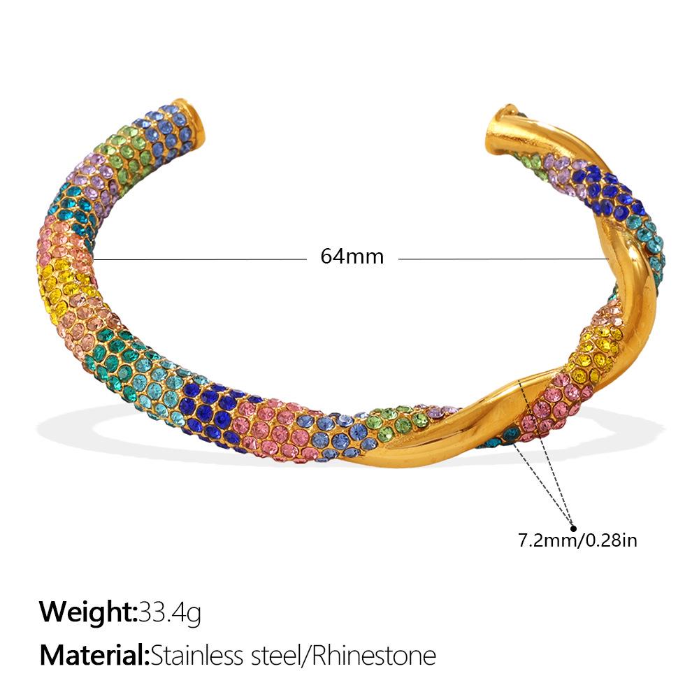 Модный открытый браслет-кафф С-образной формы с жемчугом и цветными бриллиантами