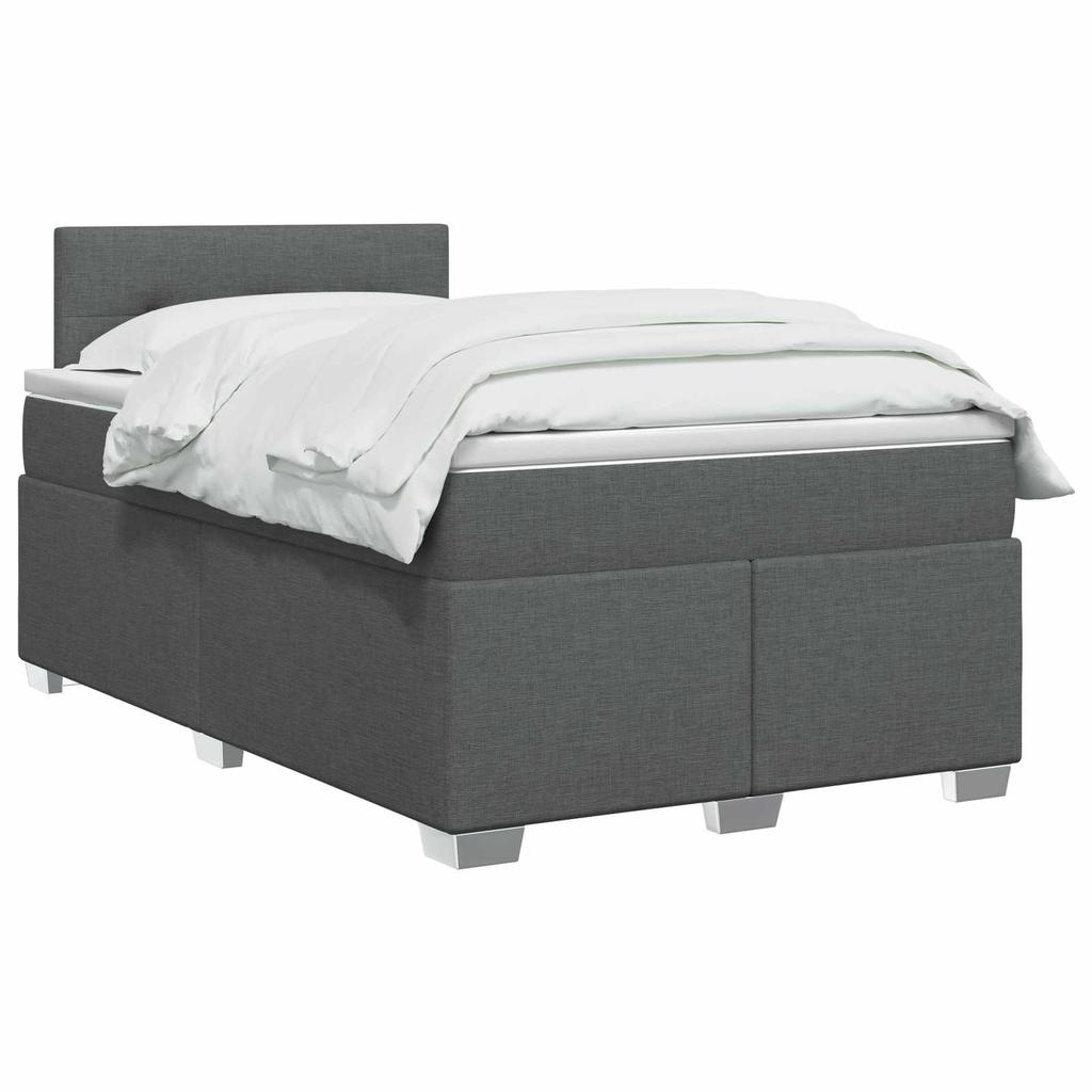 Box Spring Bed with Mattress Dark Grey 120 X 190 Cm Fabric
