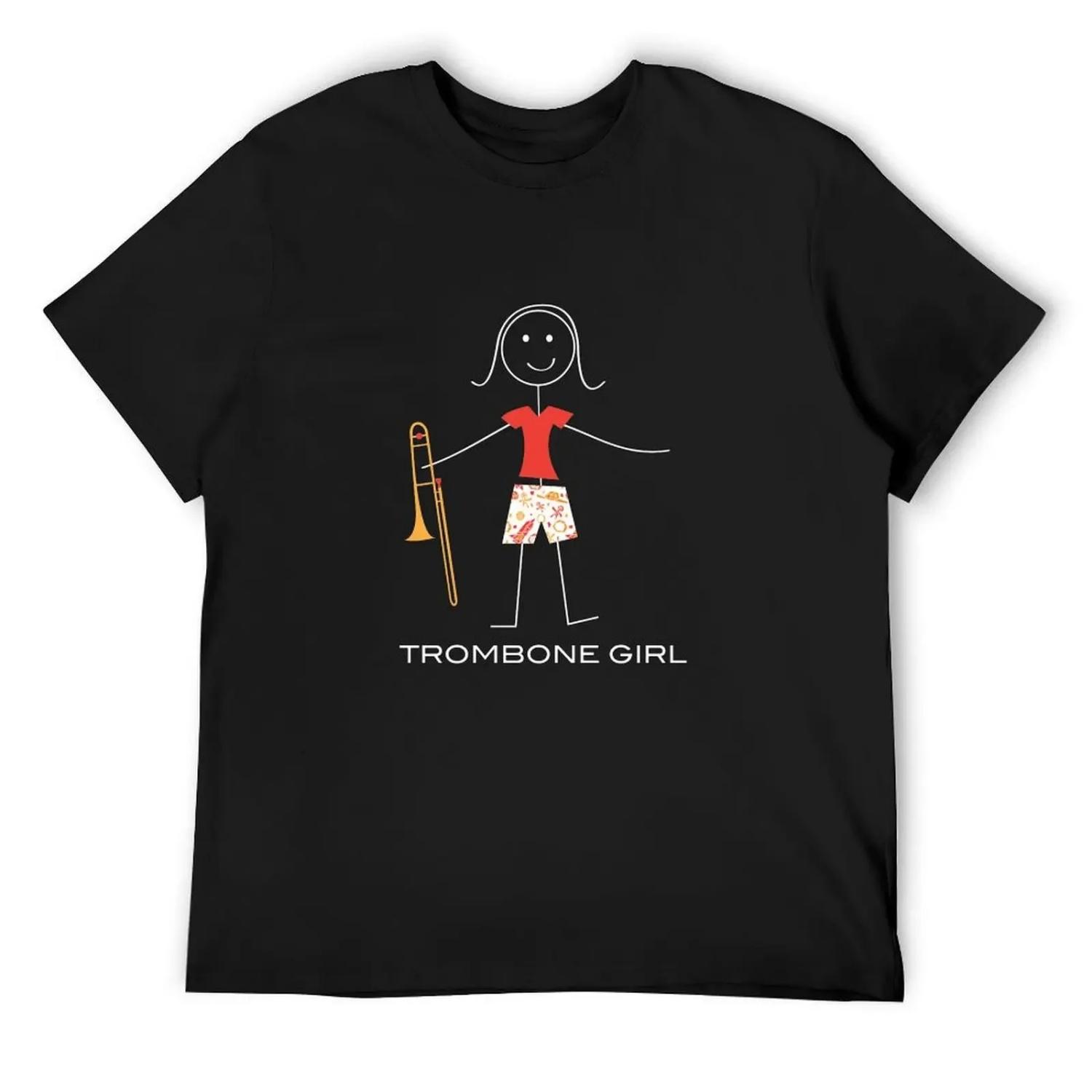 

Funny Womens Trombone Girl T-Shirt sports fans tops oversized sweat fruit of the loom mens t shirts XXXXXL чорний