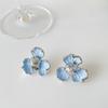 New Flower Earrings, Blue Iris, High Grade, Light Luxury, Sweet, Small Female Earrings, Suitable for Party and Banquet Wear