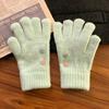 Solid Color Knitted Gloves for Women's Winter Cycling Cold Proof Cute Split Finger Simple Leaky Finger, Touch Screen Gloves
