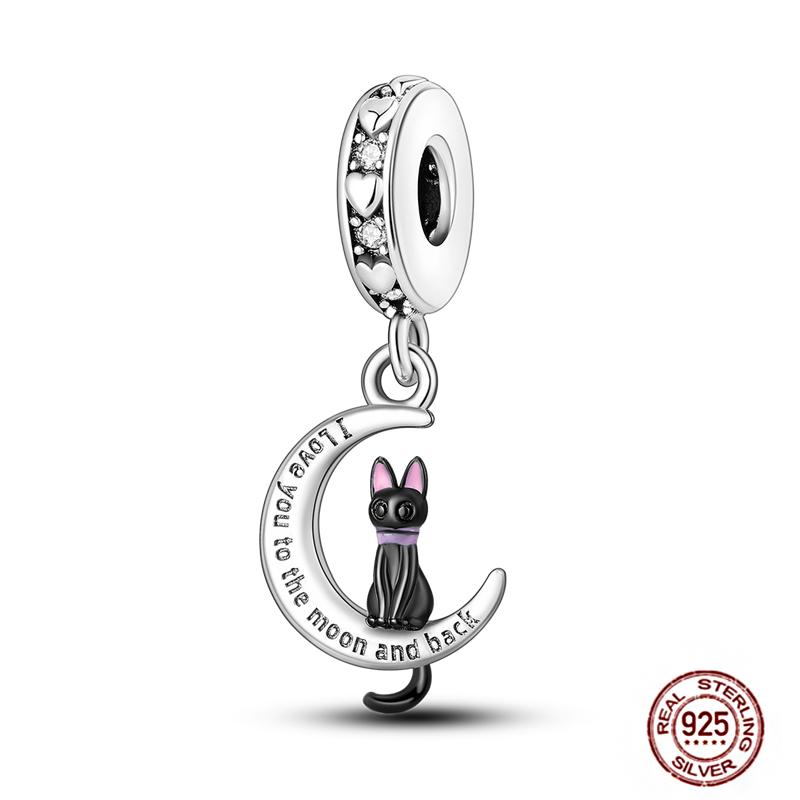 Round Clip Charms Plata Shining Moon Star Char Copper Spacer Clasp Fit Original Bracelet Glow Safety Chain Beads Diy Jewelry