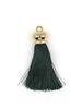 Green Bead Rice Pattern Hat Pendant with Vertical Polyester Tassel