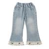 Girls' Lace Flared Pants 2025 Spring and Autumn New Stylish Children's Elastic Loose Versatile Baby Girl Bow Pants