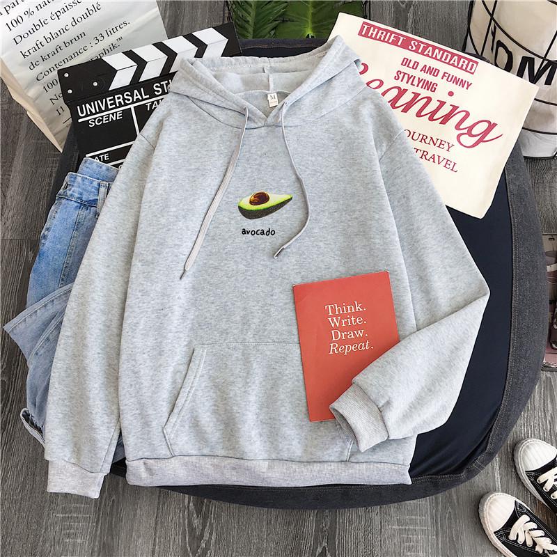 2026 Avocado Green Velvet Hoodie for Women - Korean Style, Trendy & Loose Fit, Plus Size for Spring/Autumn.