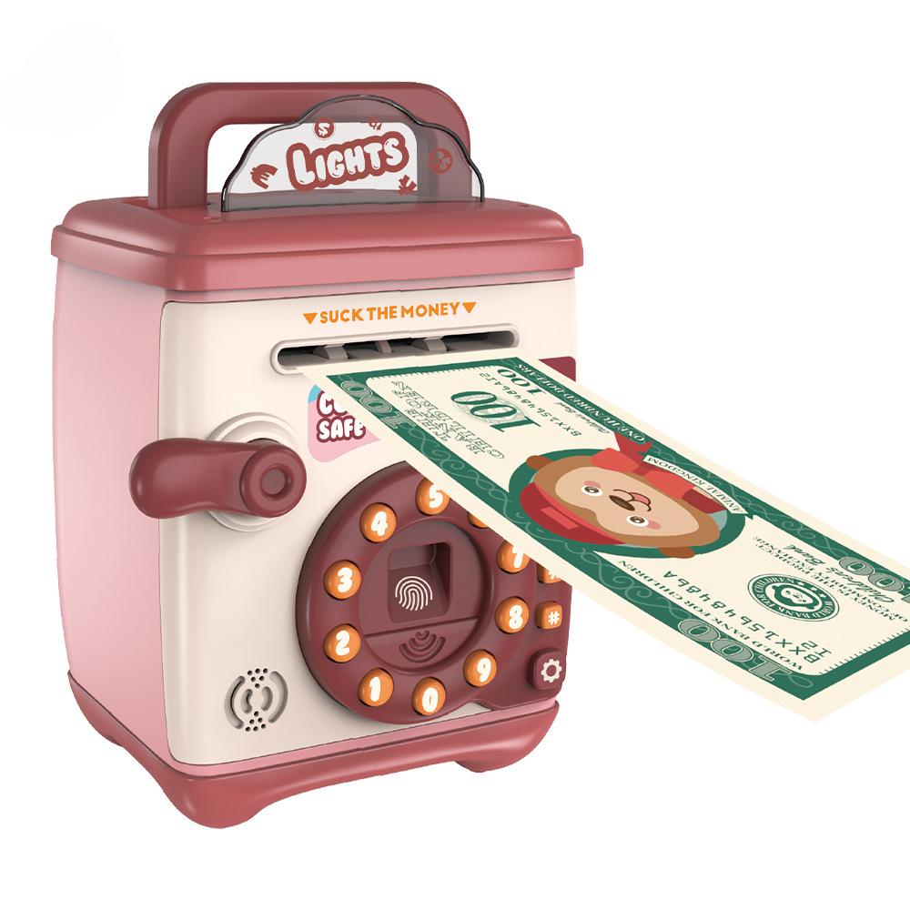 Children's ATM piggy bank plastic ornaments password fingerprint voice recognition money storage cabinet toys