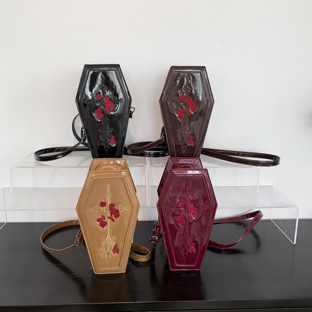 

Женская сумка-портмоне для гроба, новинка, готическая сумка через плечо, универсальная розовая сумка через плечо, готический кошелек для монет, кошелек на Хэллоуин