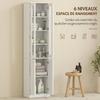 Bathroom Cabinet, 6-Tier, 4 Soft-Close Doors, Adjustable Shelves, White