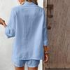Women's  Color Casual Shirt Collar Casual Two-piece Set