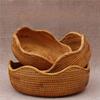 A84E-Retro Handmade Woven Basket Decorative Storage Bamboo Basket Storage Basket Home Water Fruit Basket