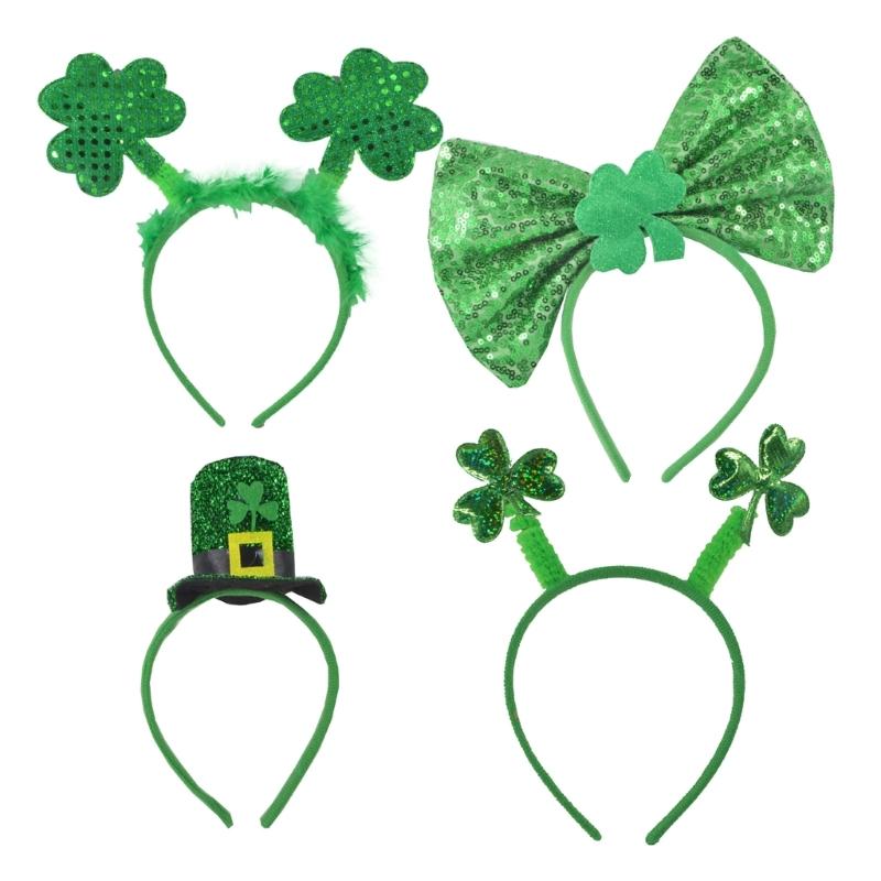Green Hair Hoop Fun and Lucky Irish Hat Bopper for Patricks Day Festivities