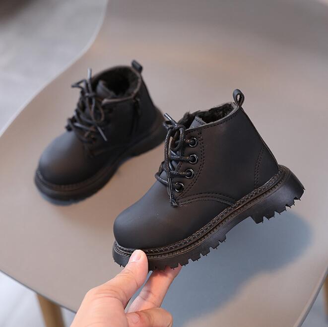 New Autumn Winter Children Leather Boots Girls Boys Shoes Kids Fashion Boots 1-12 Years Baby Ankle Snow Boots Sports Sneakers
