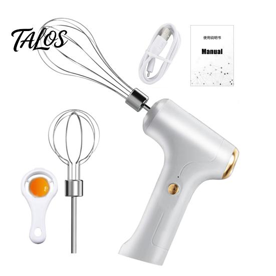 Stainless Steel Mixing Heads Cordless Electric Egg Beater with Double Head 3 Speeds Handheld Whisk Speed Modes Portable for Cake Bread Desserts