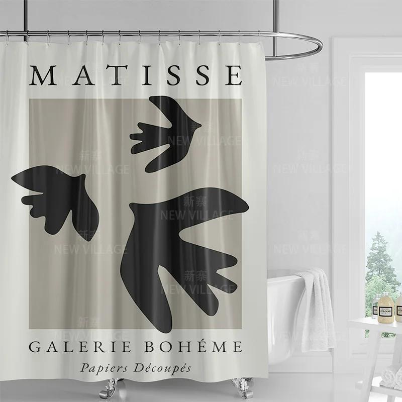 Modern Art Graffiti Shower Curtain Suit Waterproof Curtain 12 Hook Nordic Style Bathroom Bathtub Dual-Use Shower Curtain