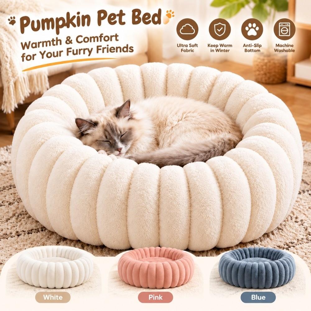 Ultra Soft Round Pet Bed Plush Material Large Dog Bed Cozy Cat Sofa Bed  For Dog Cats