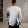 Men Plus Size Round Neck Long Sleeve T Shirt Black Sparkle Star Print Pullover Straight Hem