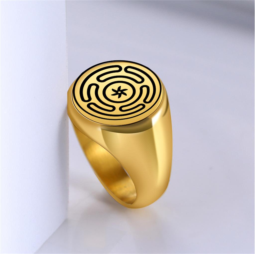Hecate Wheel Strophalos Hekate Rings Stainless Steel Vintage Charm Magic Symbol Kabbalah Ring Unisex Amulet Jewelry Gift