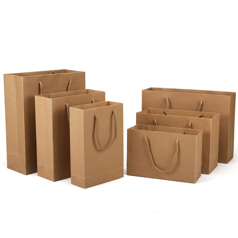 Convenient 10 Sizes Kraft Paper Bags with Handles Party Accessory Gift Bags Vertical Horizontal Shopping Handbag Home Decor