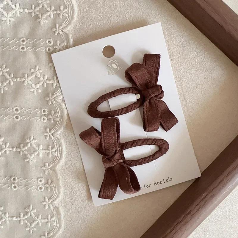 

New Baby Hair Clips Autumn Winter Leaf Color Series Cotton Belt Bow Children s BB Clips Bangs Hairclips Side Hair Accessory