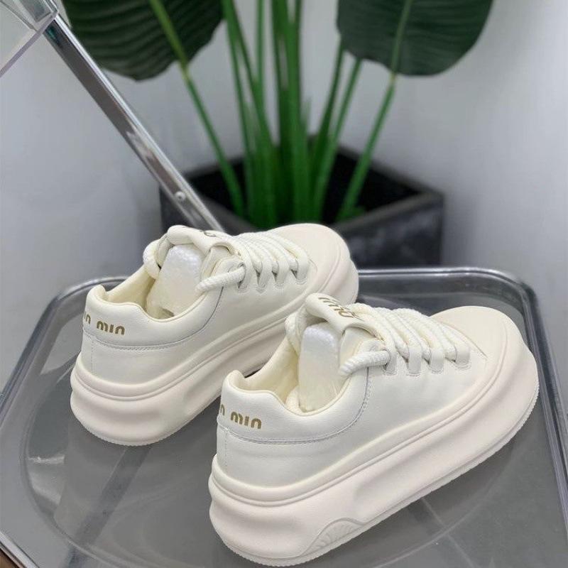 High-value Thick-soled White Shoes for Women's 2025 Autumn New Versatile Popular Big-head Sports Heightening Casual Shoes