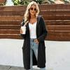 Women's Long Knit Cardigan with Hood - Long Sleeve Sweater Coat with Pockets