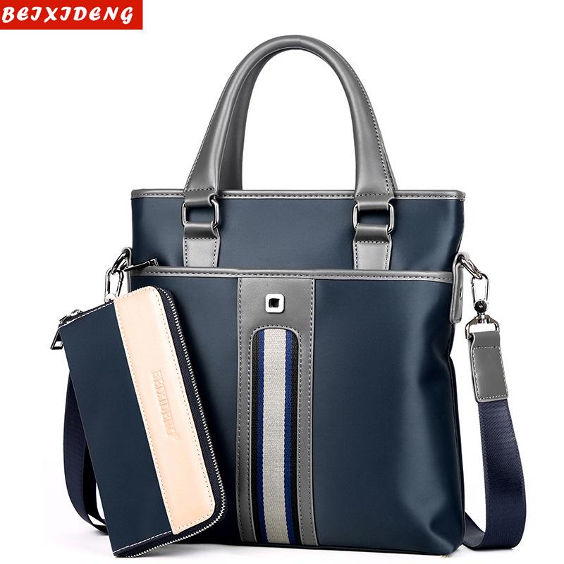 Men's Oxford Cloth Vertical Crossbody Shoulder Bag - Business Casual Style