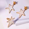 Natural Shell Star Earrings Rings In Stainless Steel With 18k Gold Plated Dangle Earring Ring Statement Jewelry Set for Women
