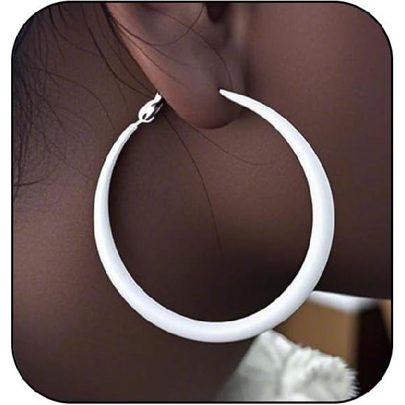 Neon Hoop Earrings for Women Exaggerated 80s 90s Colorful Chunky Statement Hoops Earring Lightweight Hypoallergenic Big Hoops for Glow Party Outfits