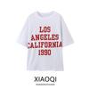 Fashion Style 2024 Summer Women's All-Matching Round Neck Short Sleeve Loose Contrast Color Letter Printing Cotton T-shirt 0085315