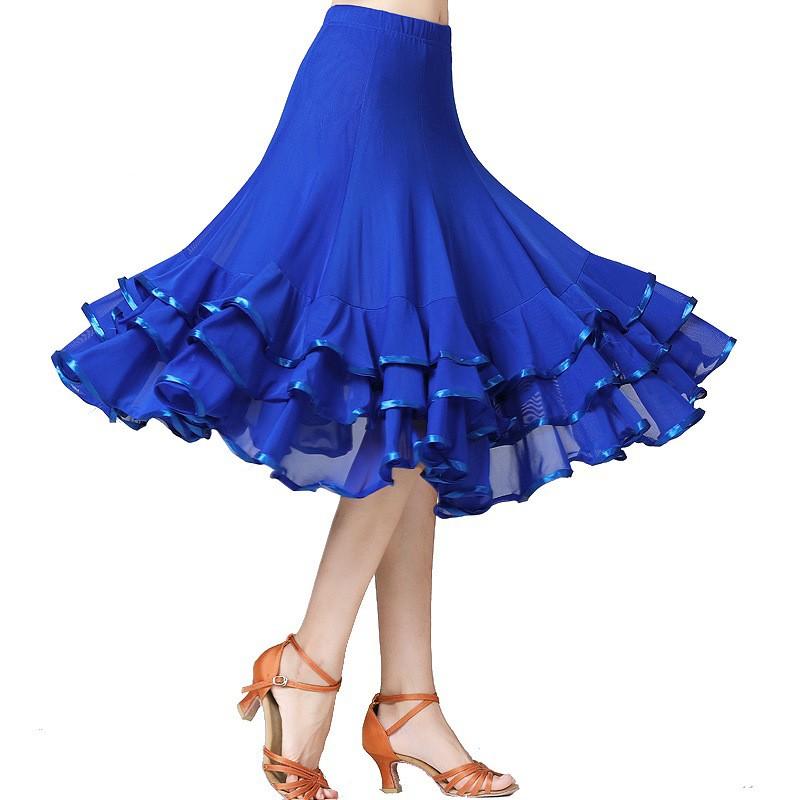 

Women s Spring Modern Dance Skirt Tulle Full-Skirted Latin Dance Costume Ballroom Practice Skirt Dance Hall Skirt M синій