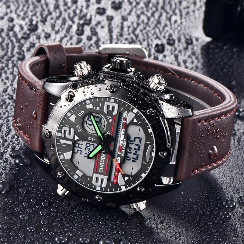 Men Big Brand Chronograph Watch Fashion Leather Band Dual Time Alarm Multi-function Sports Military Watches Relogio Masculino