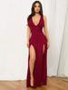 Summer new long dress European and American women's clothing sexy deep V strap sleeveless split multi-color dress