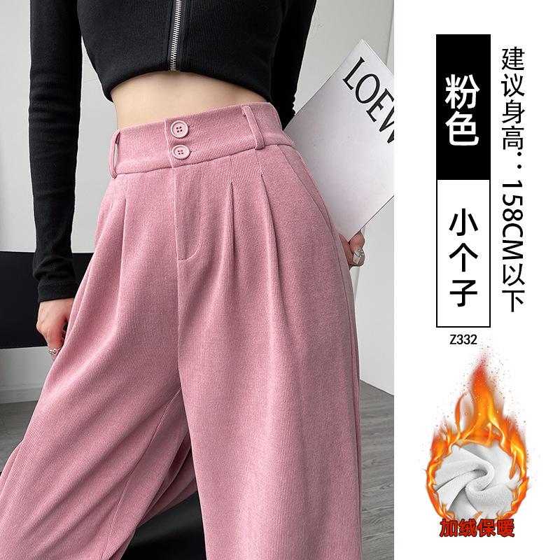 Corduroy suit pants women's autumn and winter new velvet coffee color casual and thin large size loose wide-leg pants