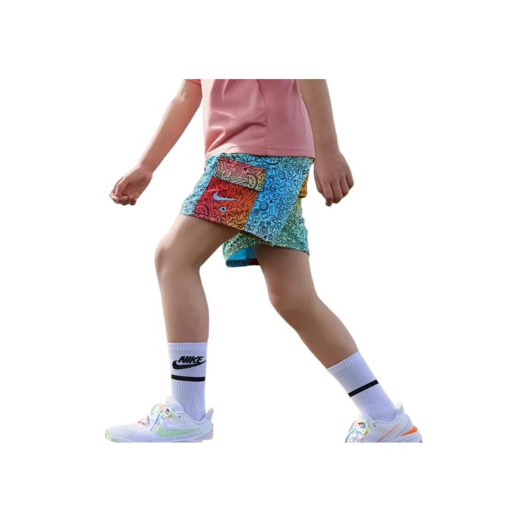 Nike Swim Doodle All Over Print Elastic Waist Beach Shorts Kids Shorts Water-Blue FZ6363-376