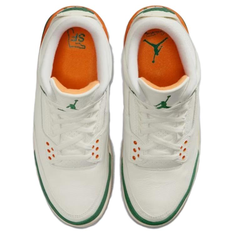 Solefly x Jordan Air Jordan 3 Antiscivolo Resistenti all'Abrasione Scarpe da Basket Mid-top Unisex Bianco Verde IF4491-100