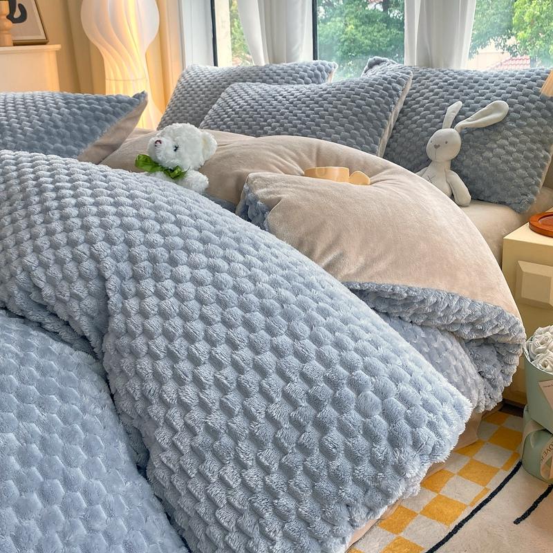 Gray Warm Milk Velvet Duvet Cover Autumn and Winter Thick Comforter Cover Children Adult Bedroom Solid Color Single Duvet Covers