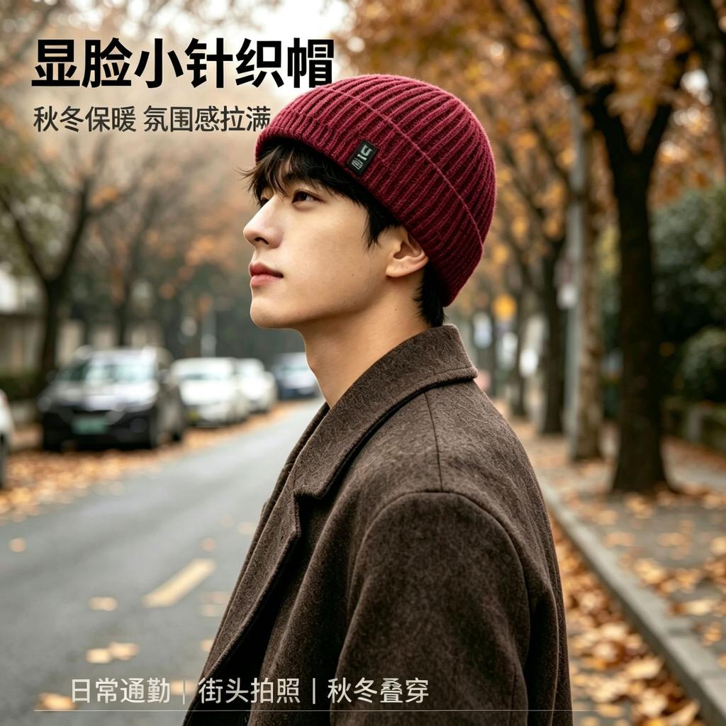 Knitted Hat Autumn and Winter Versatile Warm Plush Wool Hat Women's Outdoor Cycling Ear Protection Cold Cover Large Brim Ice Hat
