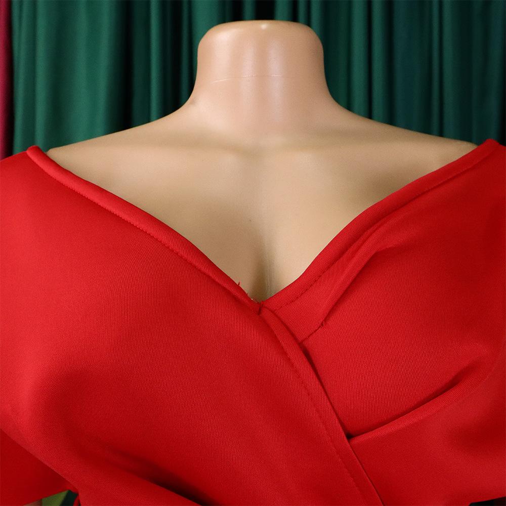 Dámská móda velkých velikostí Sexy šaty s výstřihem do V Dámské elegantní jednodílné swingové šaty s obvazem