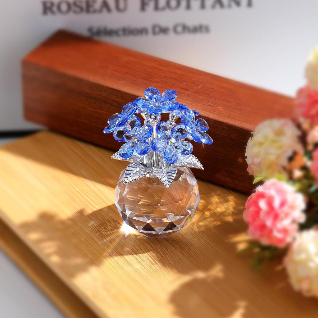 Ornalrist Blue K9 Crystal Forget Me Not Flowers Gifts for Women, Mom, Meaningful Remembrance Gifts, Birthday Gifts for Friend Sister, Glass
