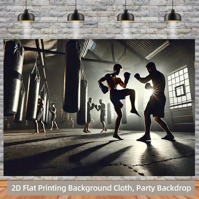 2D Industrial Boxing Gym Tapestry with Punching Bags Wall Hanging