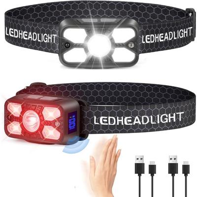 Rechargeable Usb 5 Led Headlamp 14 Modes Adjustable Motion Sensor Headlight Running Champing Fishing Head Lamp Head Flashlight