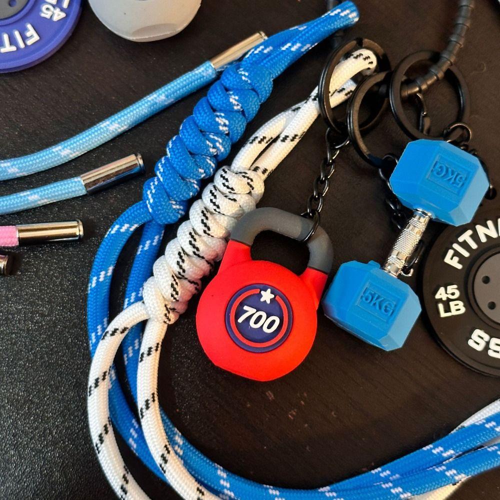 Mini Barbell Plates Key Chain Colorful Simulation Dumbbells Keyring Fitness Series Pendant  Gifts