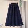 Spring/Summer Plus Size Elastic Waist Denim Skirt: Figure-Flattering, Tummy-Concealing, Fashionable Ruffle Hem for Women
