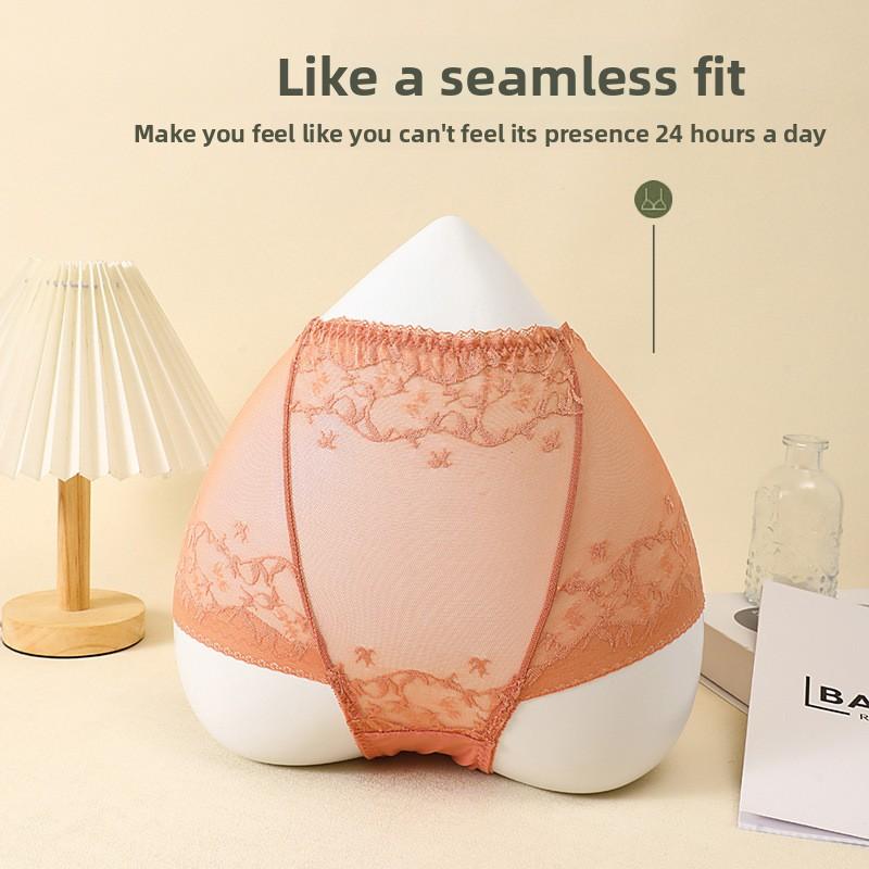 Big Size Lady Summer Thin Sexy Hollow Lace High Waist Abdominal Lift Hip Breathable No Mark Briefs